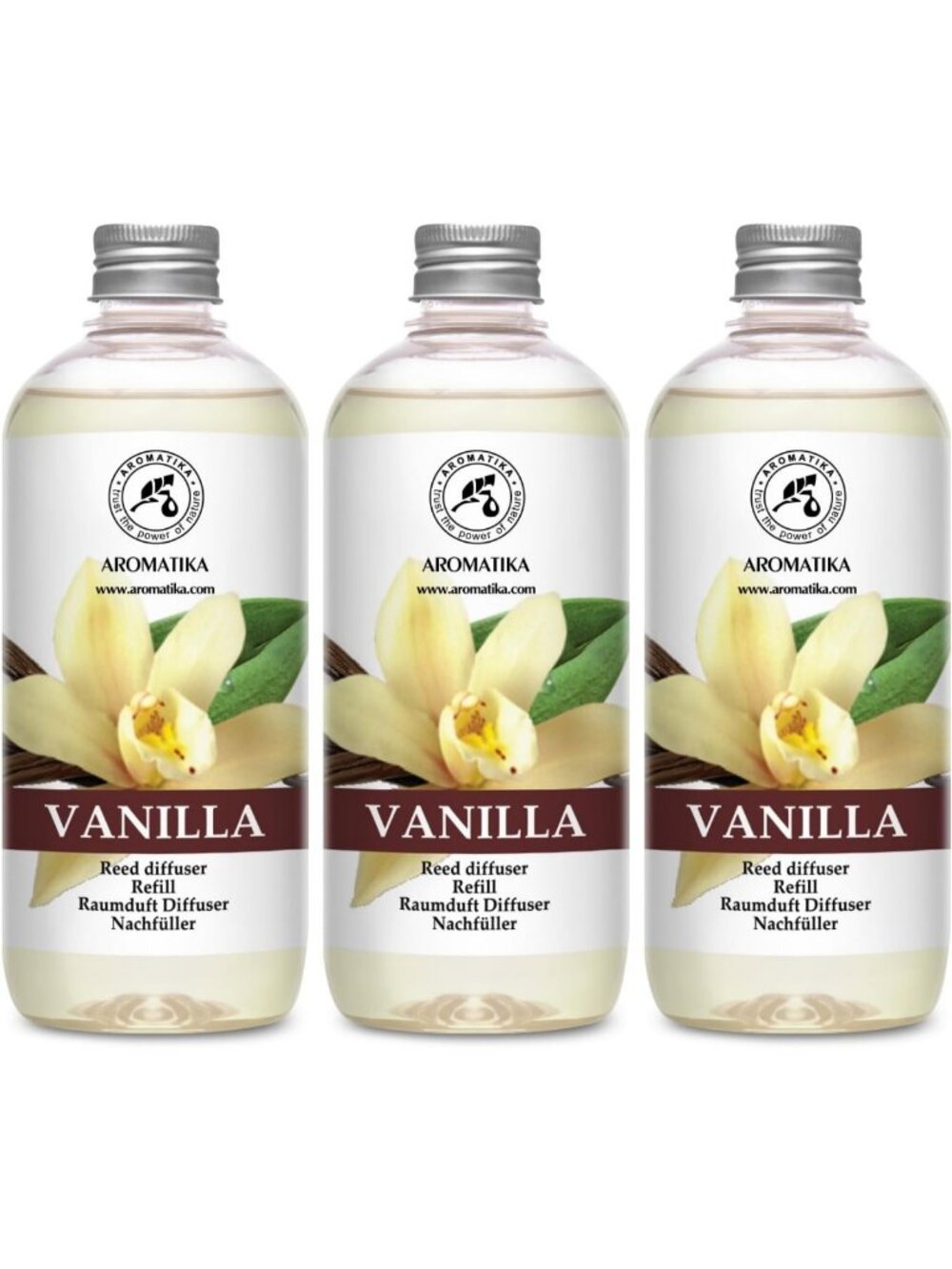 Vanilla Scented Reed Diffuser Refill - 3x500ml Home Fragrance Oil - Long Lasting
